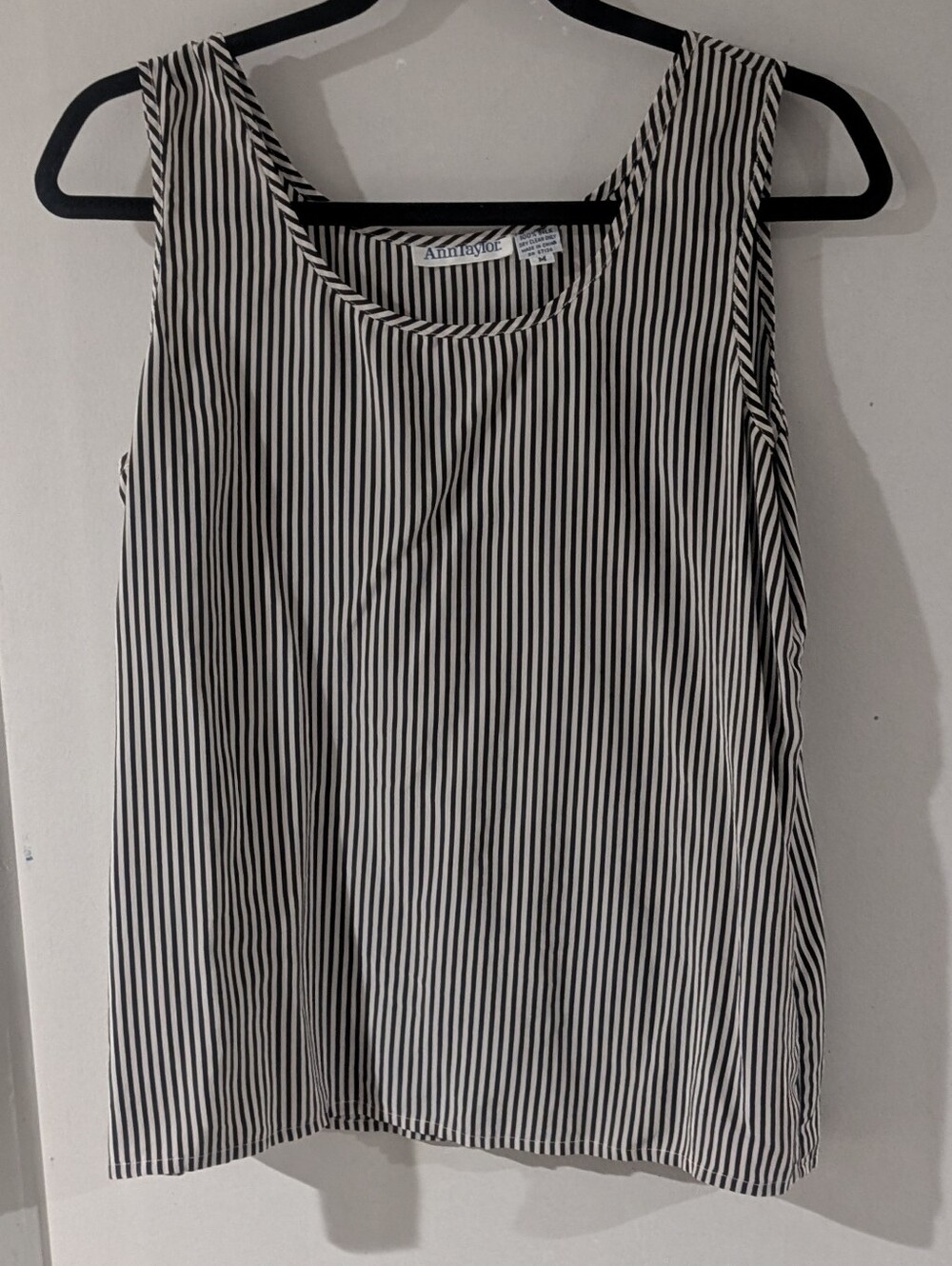 Ann Taylor Black & White Vertical Stripe Tank